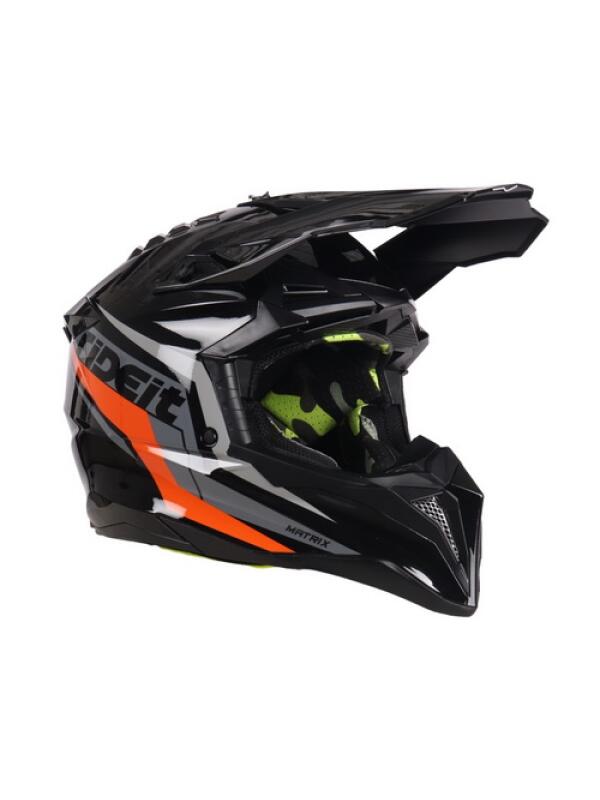 CASCO MOTO MX RIDEIT MATRIX NEGRO NARANJA T/L B