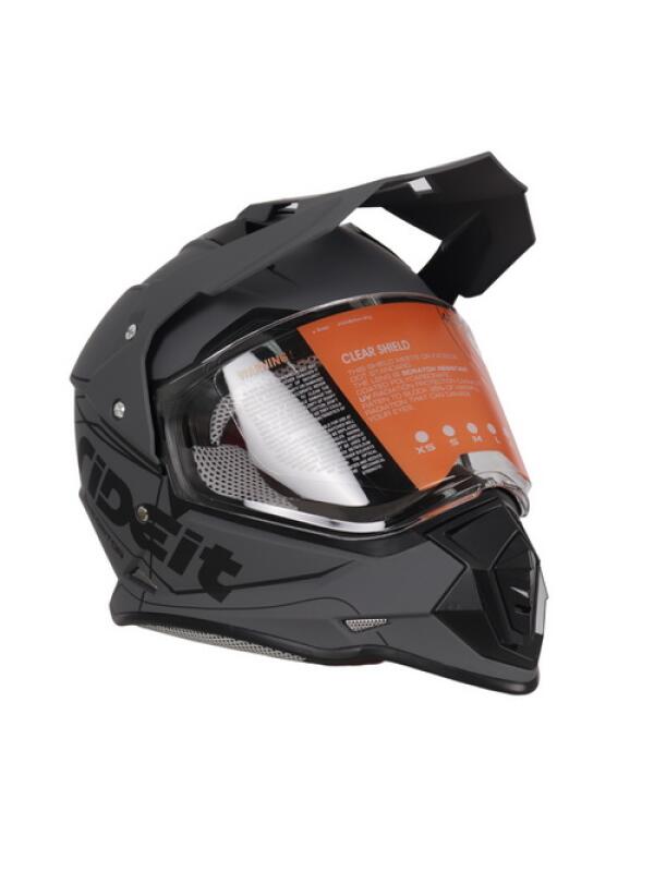 CASCO MOTO DUAL RIDEIT PREDATOR GRIS MATE T/S A